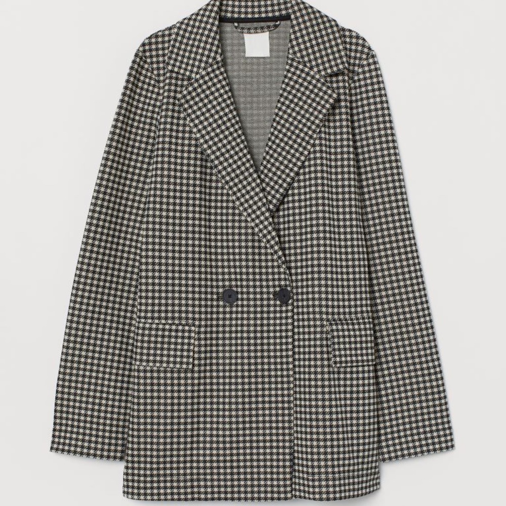 H&M checked blazer jacket - Black and Tan - Size 2